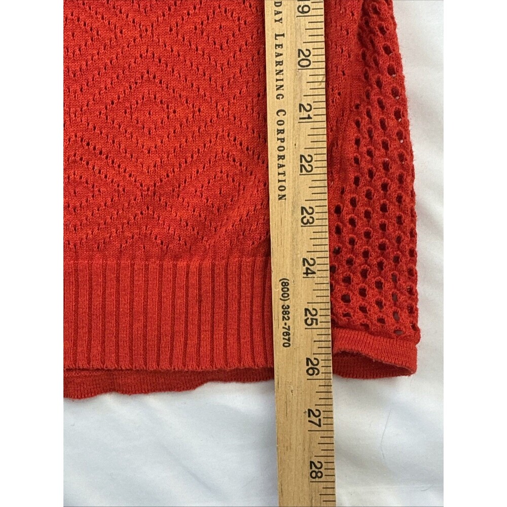 prAana Cedar Cowl Neck Cotton Wool Open Knit Pullover Sweater Orange Red Small - Picture 6 of 14